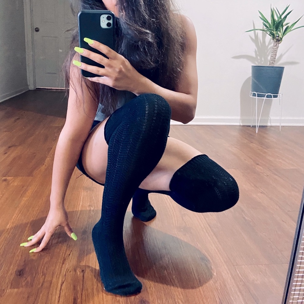 Black Thigh High Socks